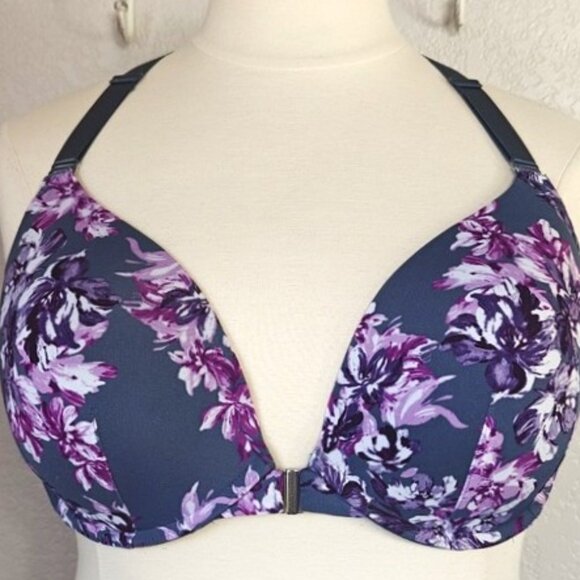 Cacique 42DD Lightly Lined Boost Plunge Bra Front-Close Racerback Underwire - Picture 1 of 5